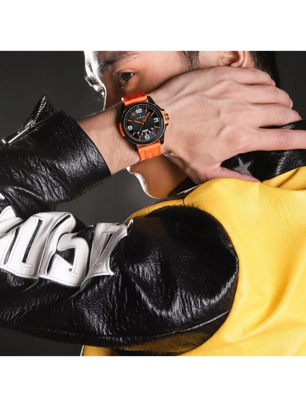 Unisex Orange Analog Quartz Silicone Strap Sport Military Waterproof Wrist Watch